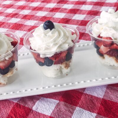 Simple Patriotic Strawberry Shortcake Cups