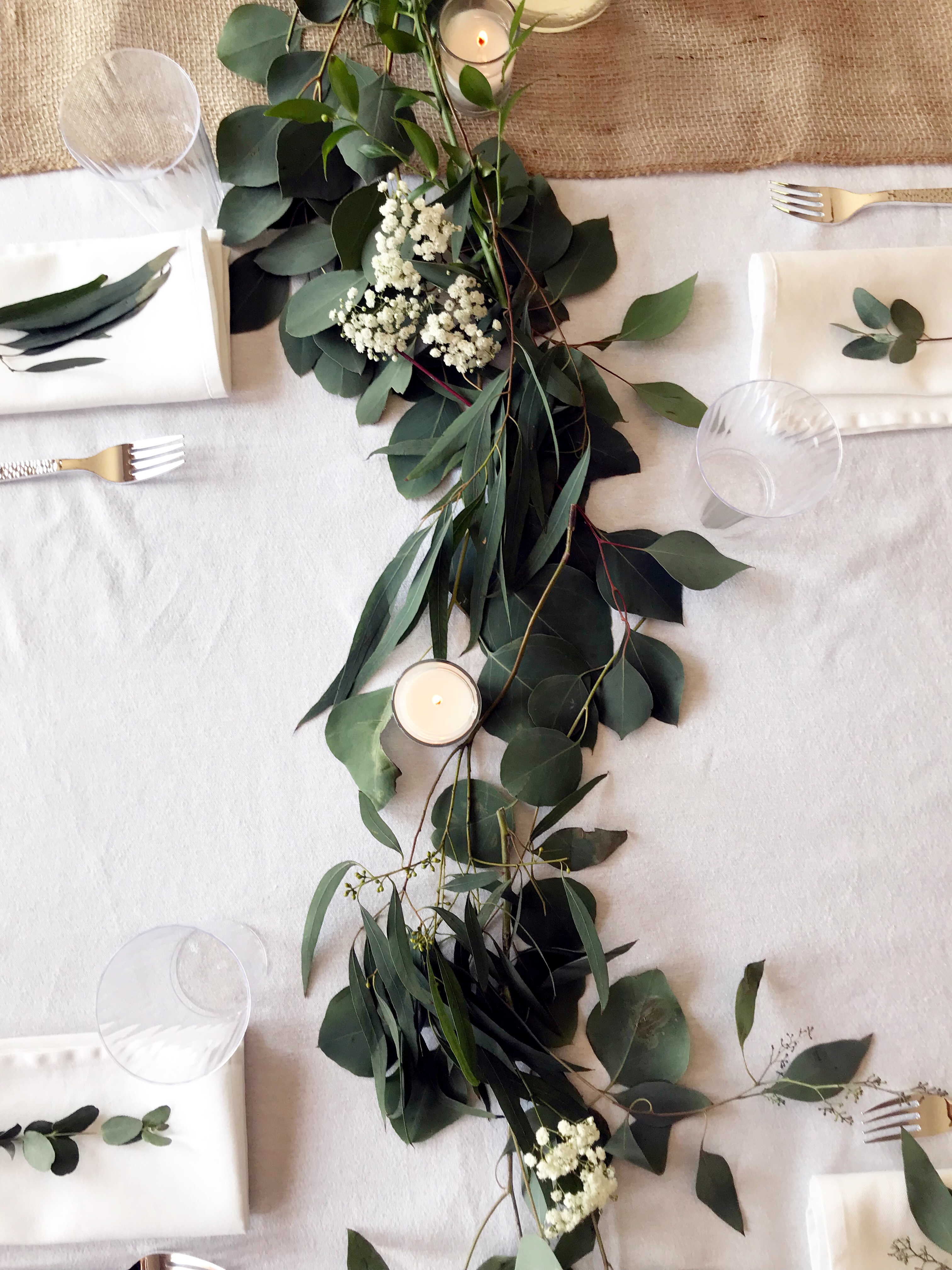 eucalyptus table decorations for bridal shower