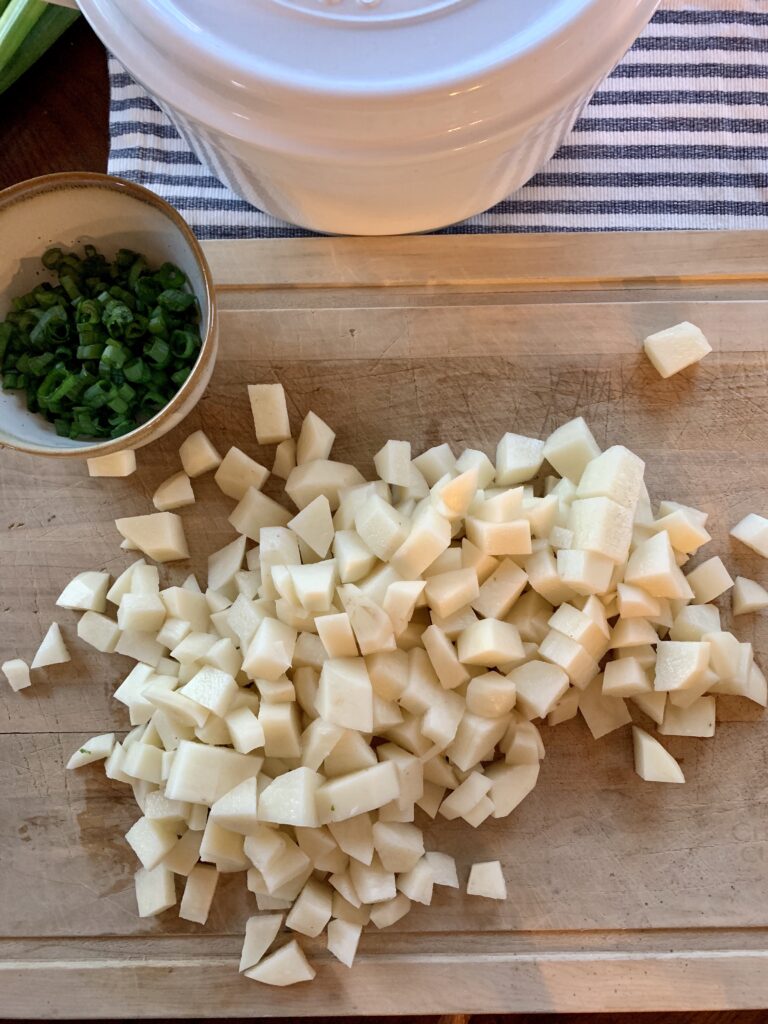 chopped potato for soup