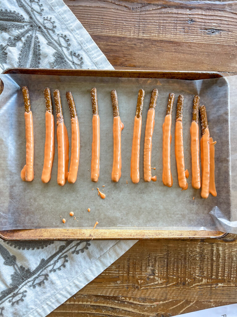 Carrot Dipped Pretzel Rods