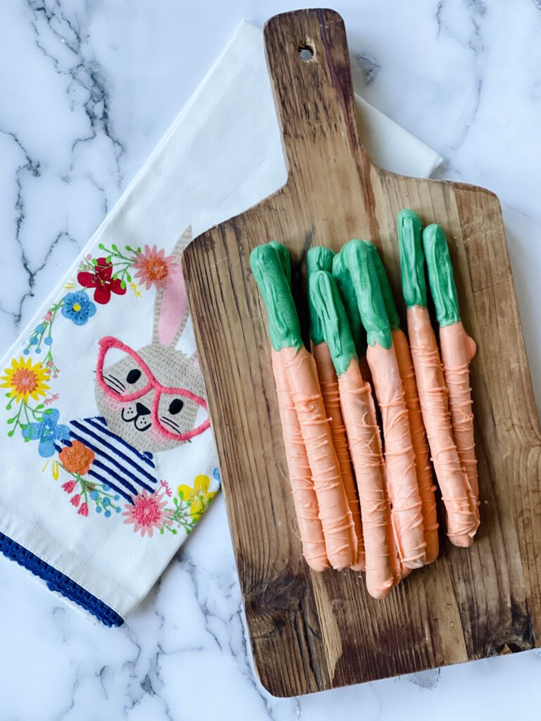 Carrot Dipped Pretzel Rods