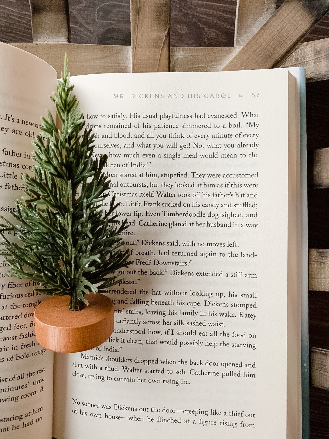 Image of small Christmas tree inside holiday book
