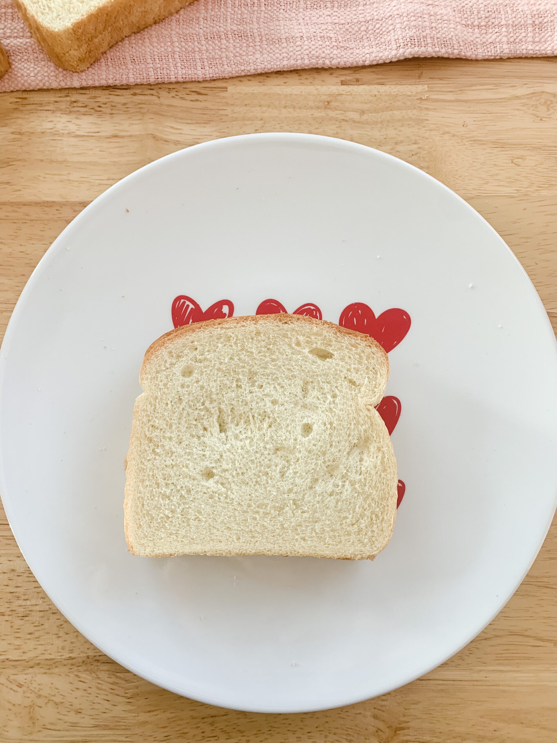 white bread on a Valentine's plate