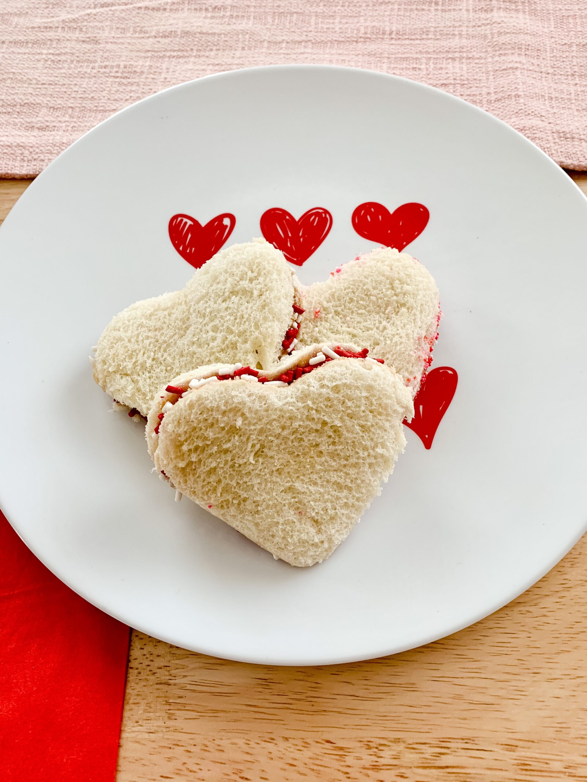 Valentine's Day peanut butter and jelly sandwiches