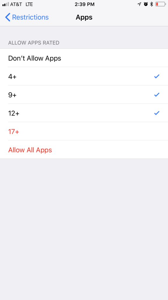 Apps Restrictions iPhone