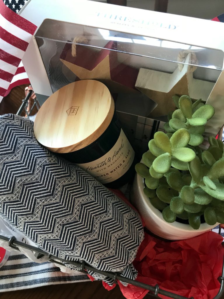 Putting together gift baskets for family and friends. How to make a useful gift everyone will love. Great for housewarming, new baby gifts, and birthdays. 