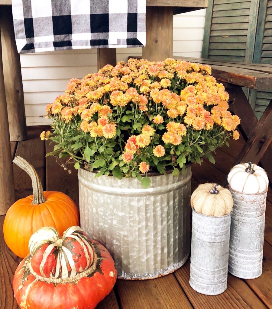 mums for fall porch decor