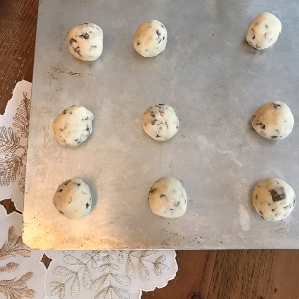 Chocolate and Toffee Snowball Cookies