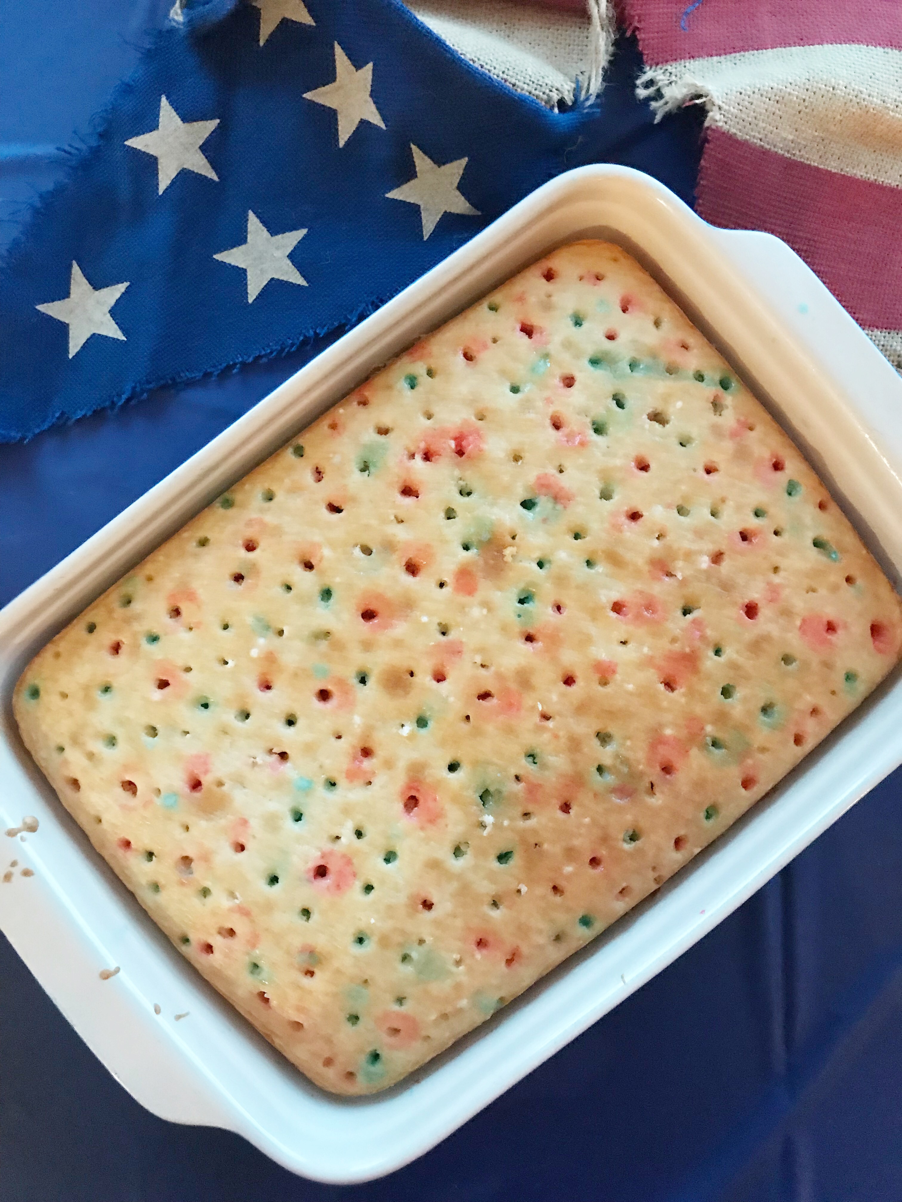 red white and blue jello poke cake