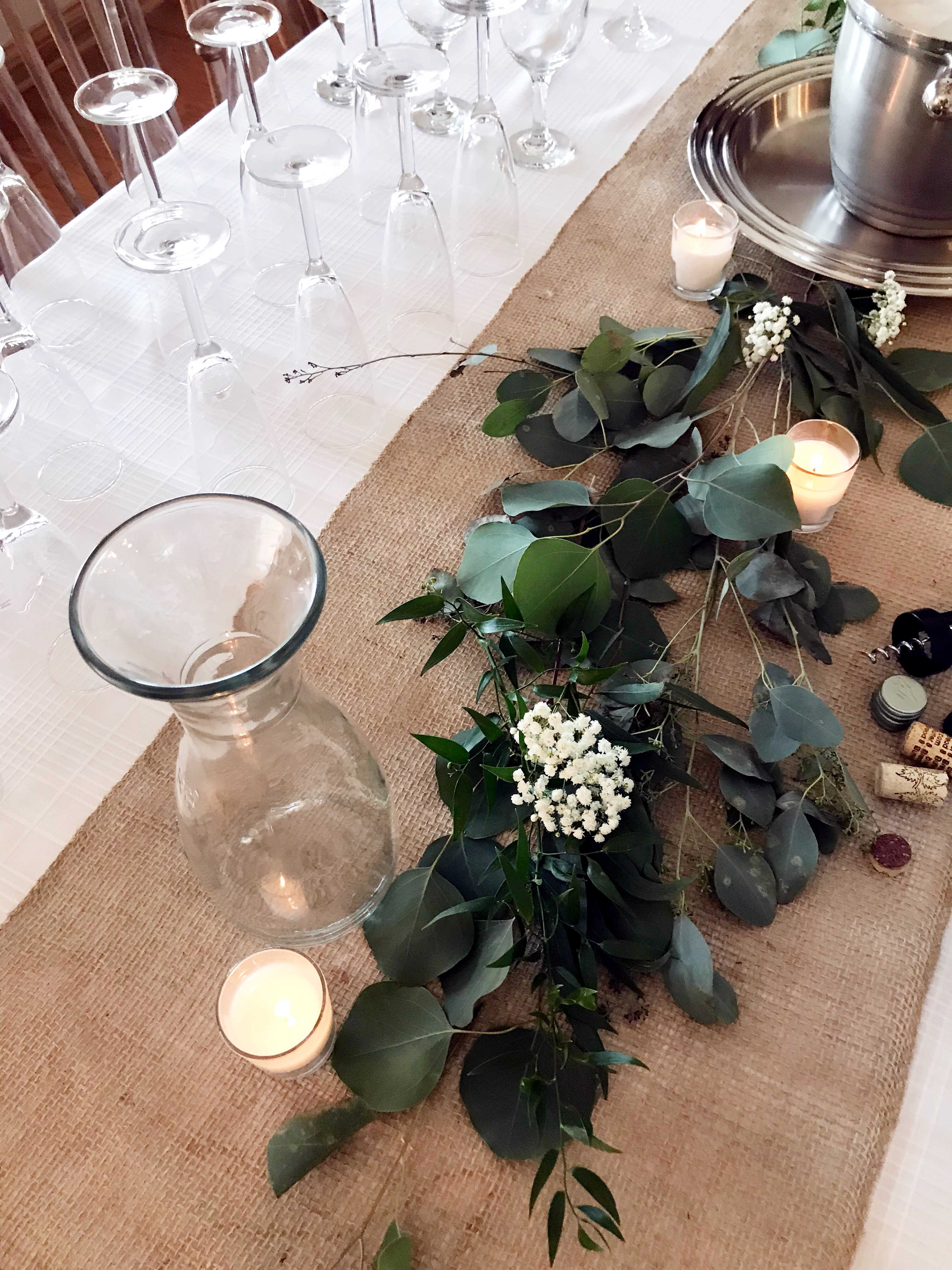 eucalyptus table decorations for bridal shower