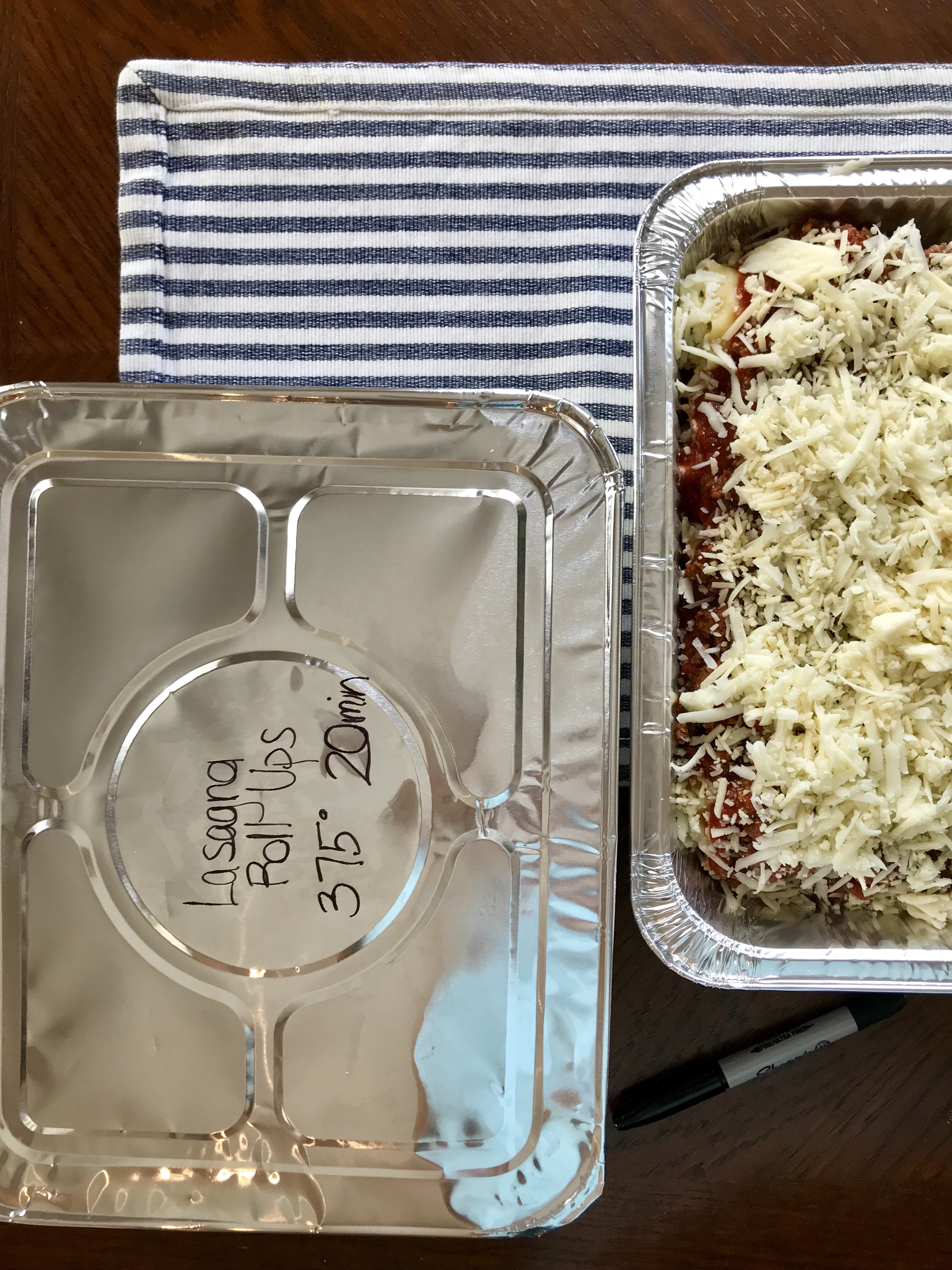 Lasagna roll ups freezer meal. Recipe courtesy of Pioneer Woman