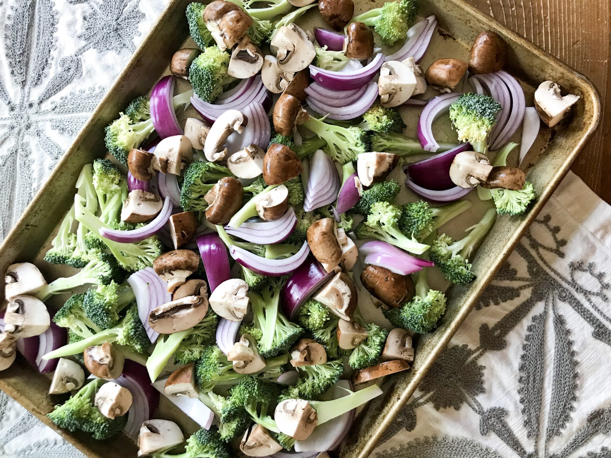 Roasted Broccoli, Mushrooms and Onions