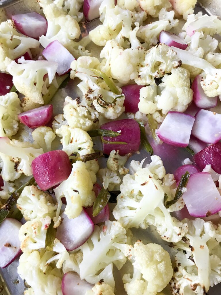 Roasted Cauliflower and Radishes