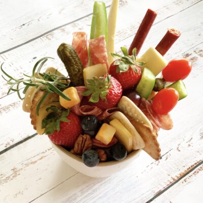 charcuterie board in a bowl