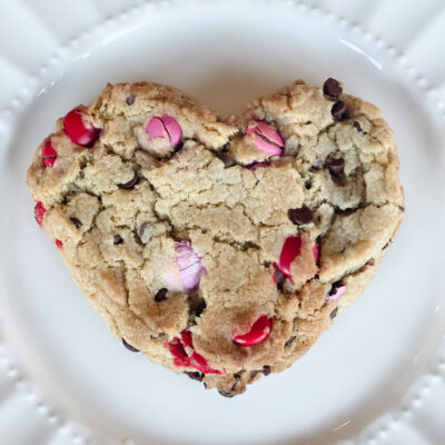 Heart-Shaped M&M Chocolate Chip Cookies