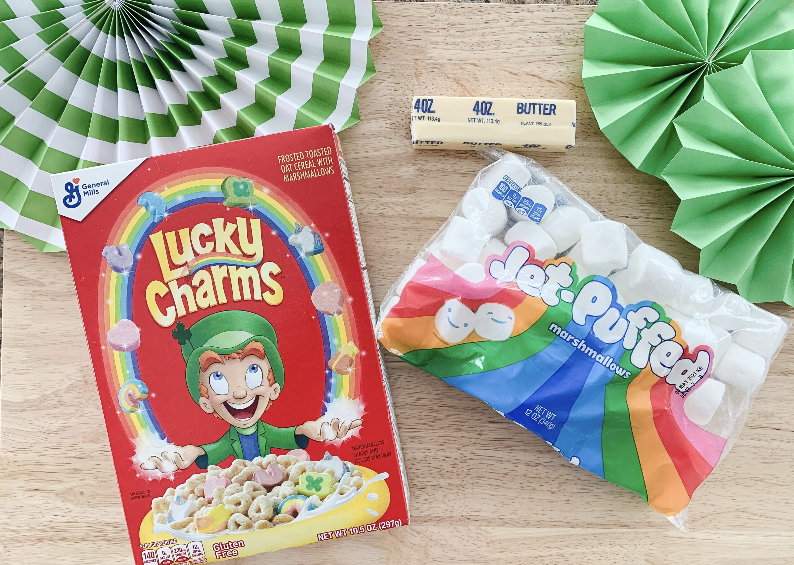 ingredients for Lucky Charms Treats