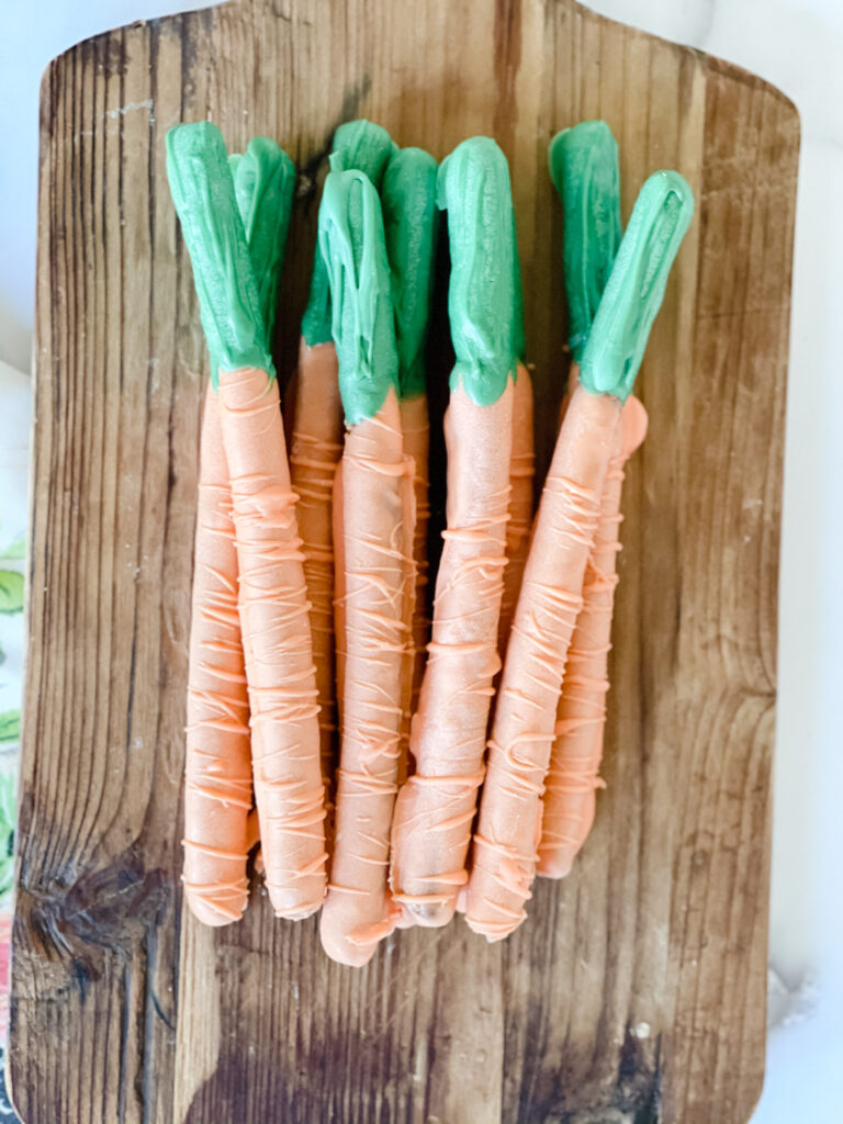 Carrot Dipped Pretzel Rods