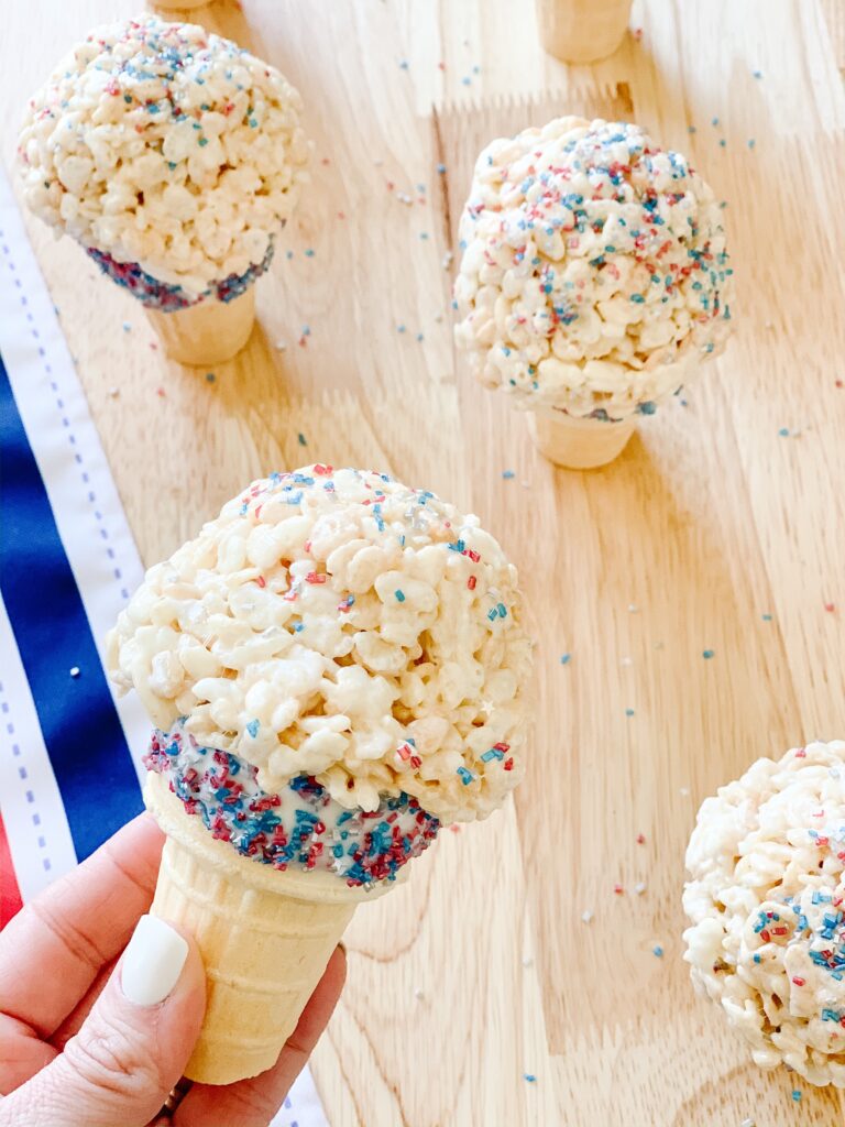 Patriotic Rice Krispie Cones