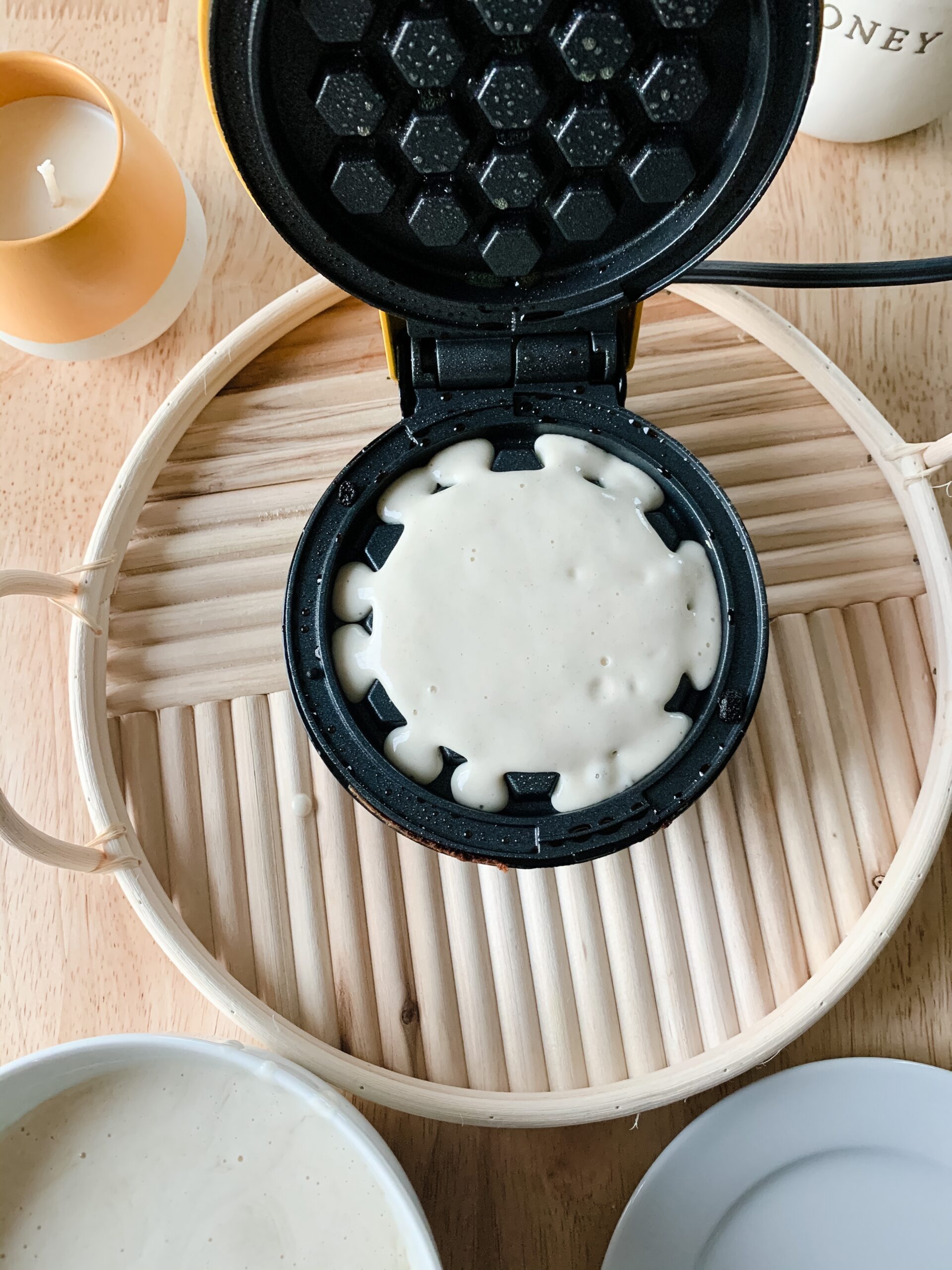 Dash waffle maker with batter